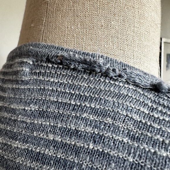 Madewell blue and white ribbed lightweight Cardigan with pockets - Picture 6 of 7